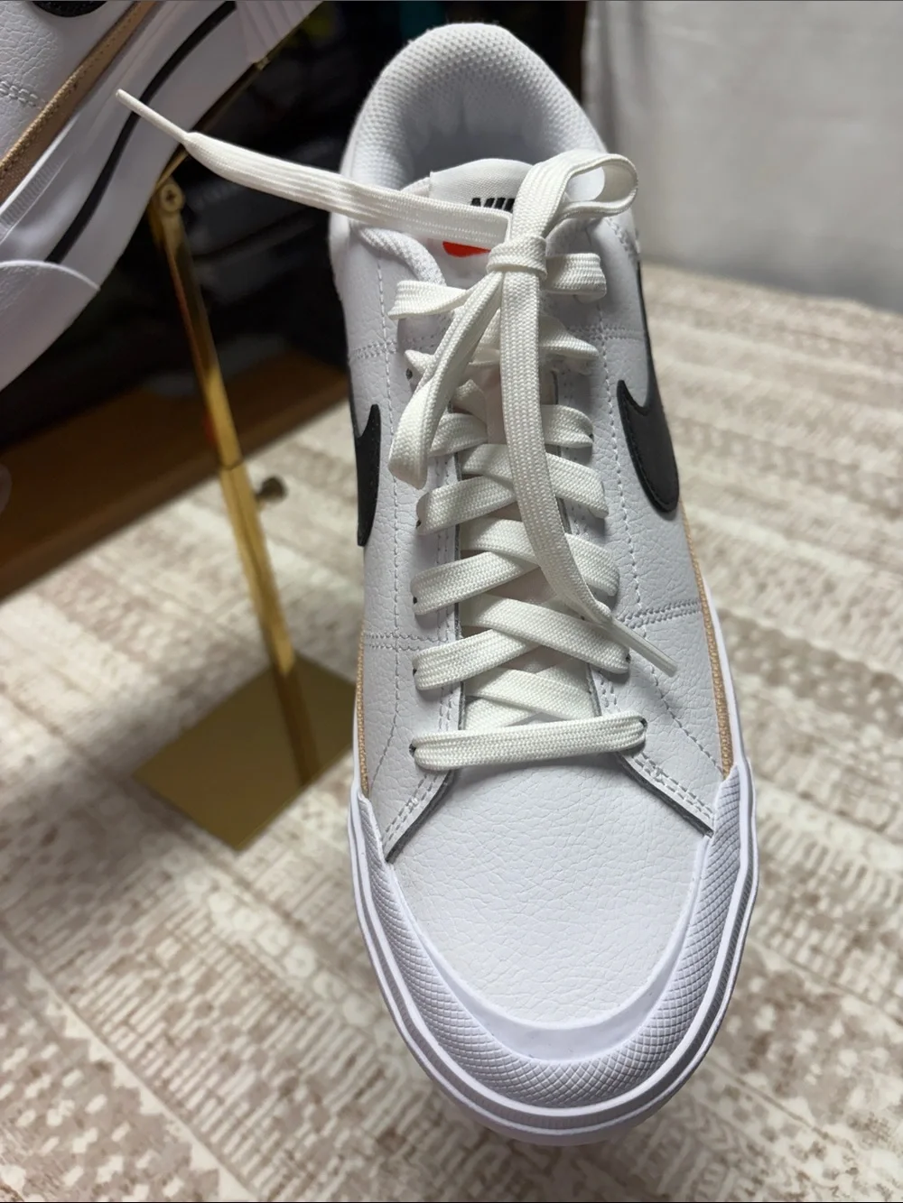 Nike White/Black/Hemp Court Legacy Lift Sneakers